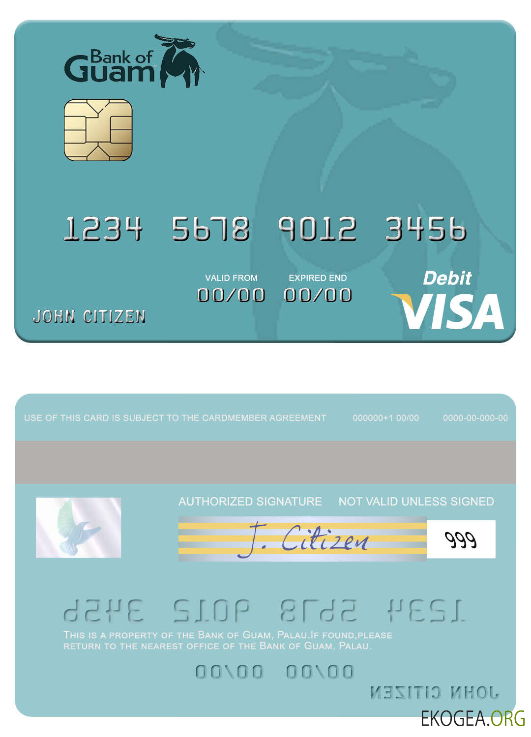 Carte de débit visa Palau Bank of Guam